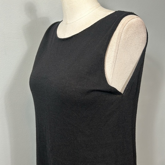 Eileen Fisher Black Italian Wool Yarn Sleeveless Midi Crew Neck Dress size M - Picture 4 of 15